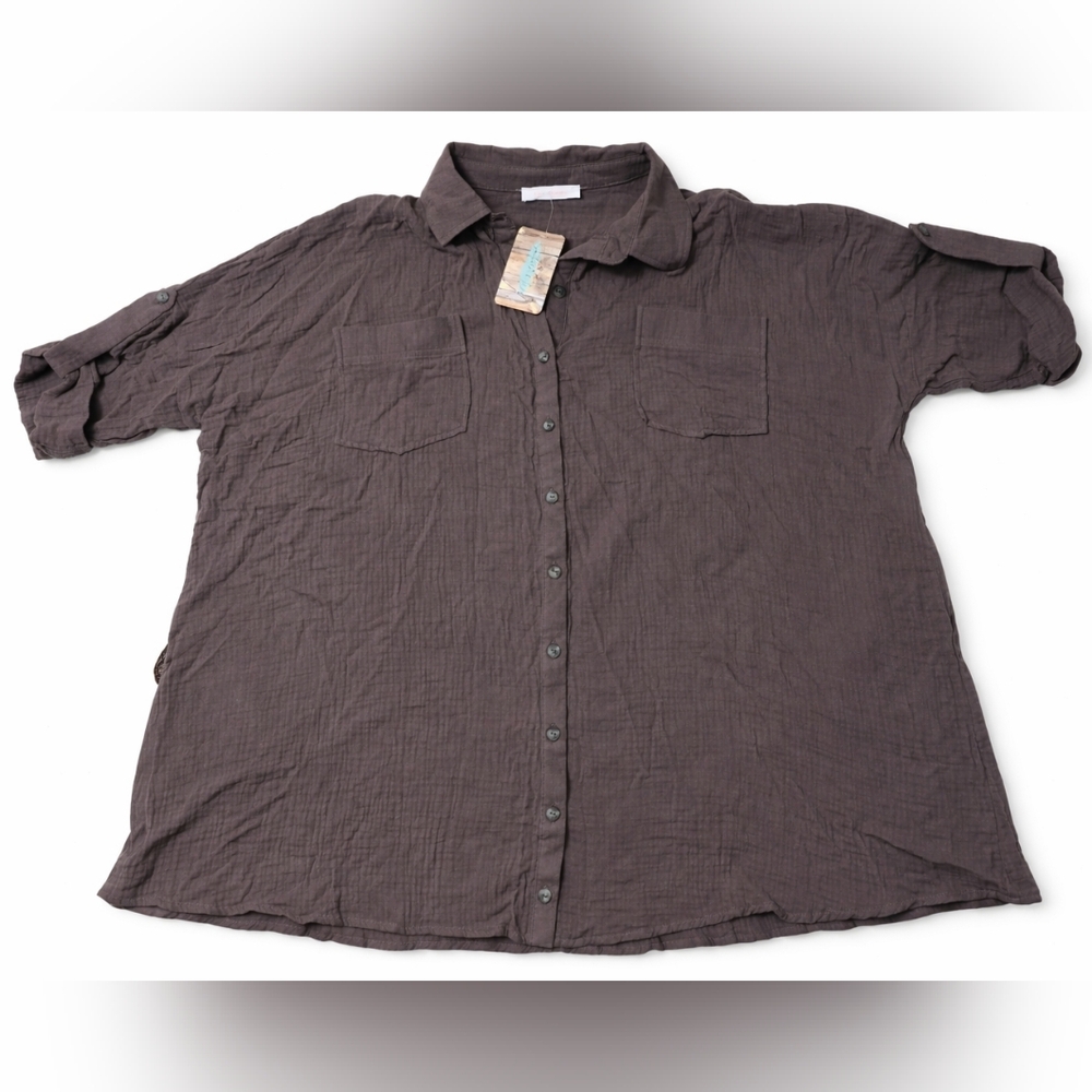 Blake & Gray Gauze Button Shirt Small Oversized Cotton NWT